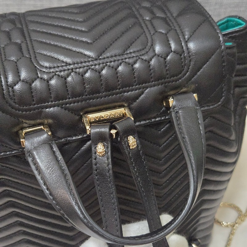 寶格麗 蛇頭後背包BVLGARI SERPENTI FOREVER肩背包 後背包 黑色-11