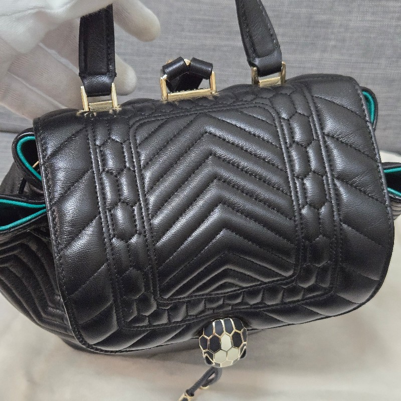 寶格麗 蛇頭後背包BVLGARI SERPENTI FOREVER肩背包 後背包 黑色-12