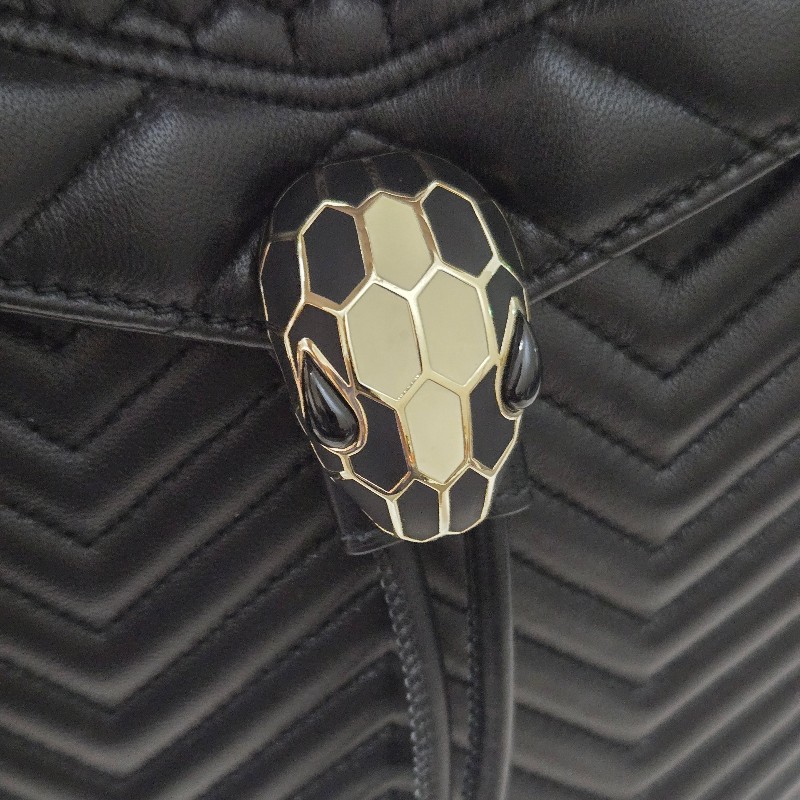 寶格麗 蛇頭後背包BVLGARI SERPENTI FOREVER肩背包 後背包 黑色-33