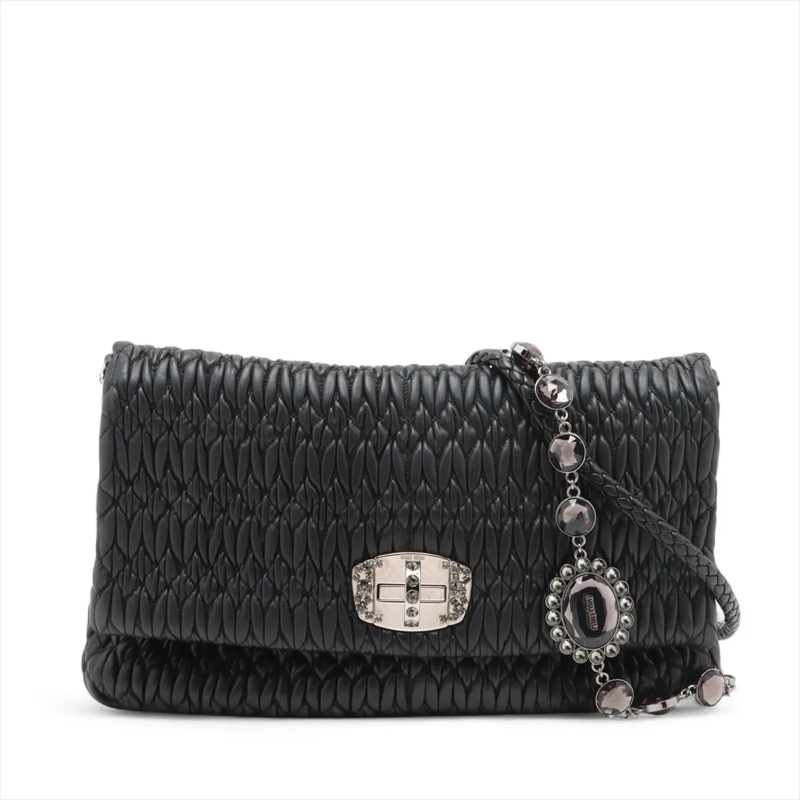 Miu Miu Nappa Crystal Leather Shoulder bag 繆繆寶石包-0