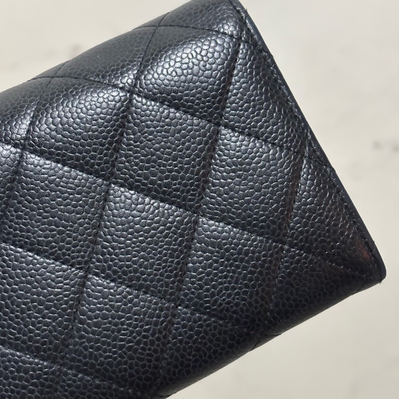 Chanel 金 LOGO 平扣長夾-8