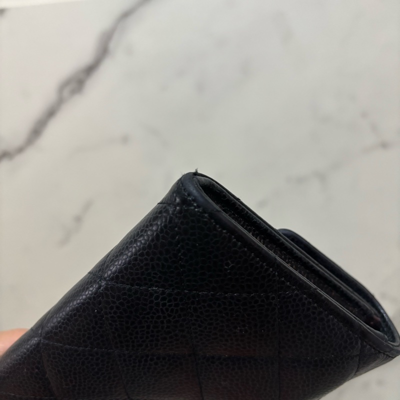 Chanel 金 LOGO 平扣長夾-9