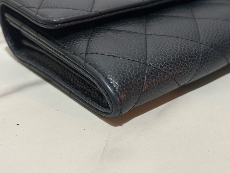 Chanel 金 LOGO 平扣長夾-11