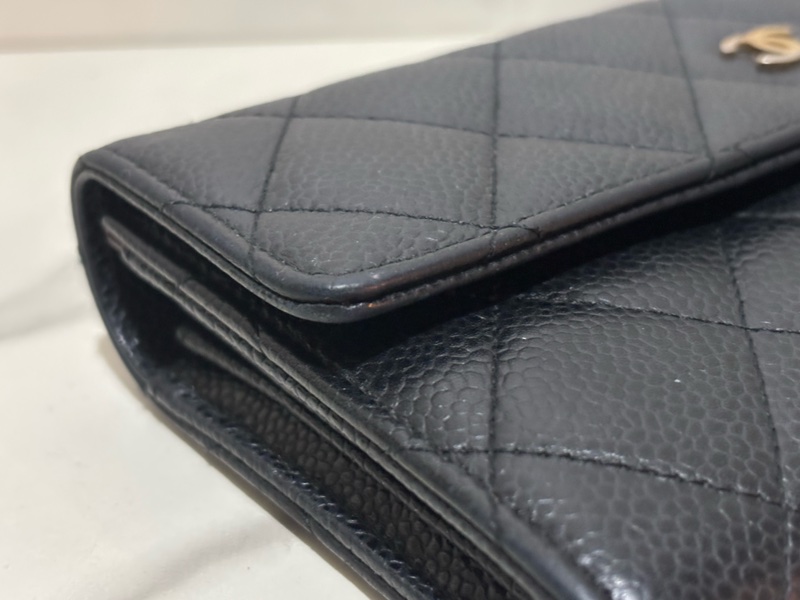 Chanel 金 LOGO 平扣長夾-15