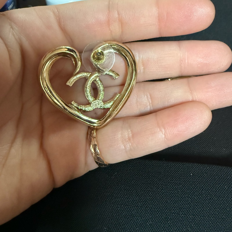 Chanel 🇫🇷 香奈兒 心型水鑽耳環（金色款）-4