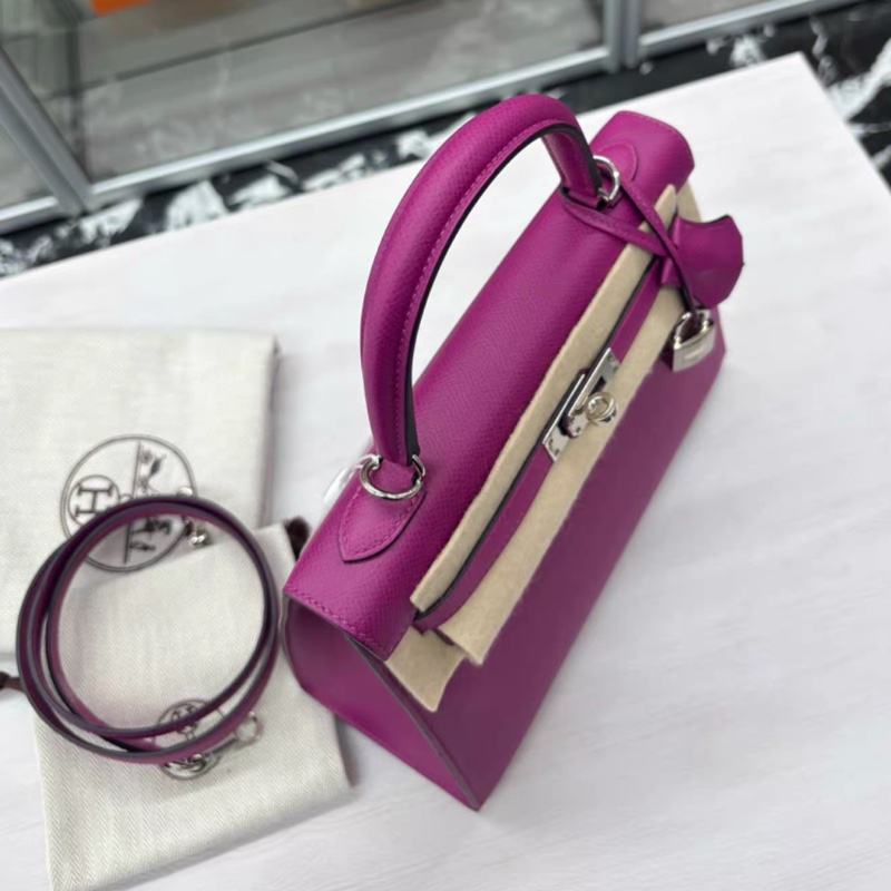 Hermes L3玫瑰紫 外縫Kelly25 原始99新-1