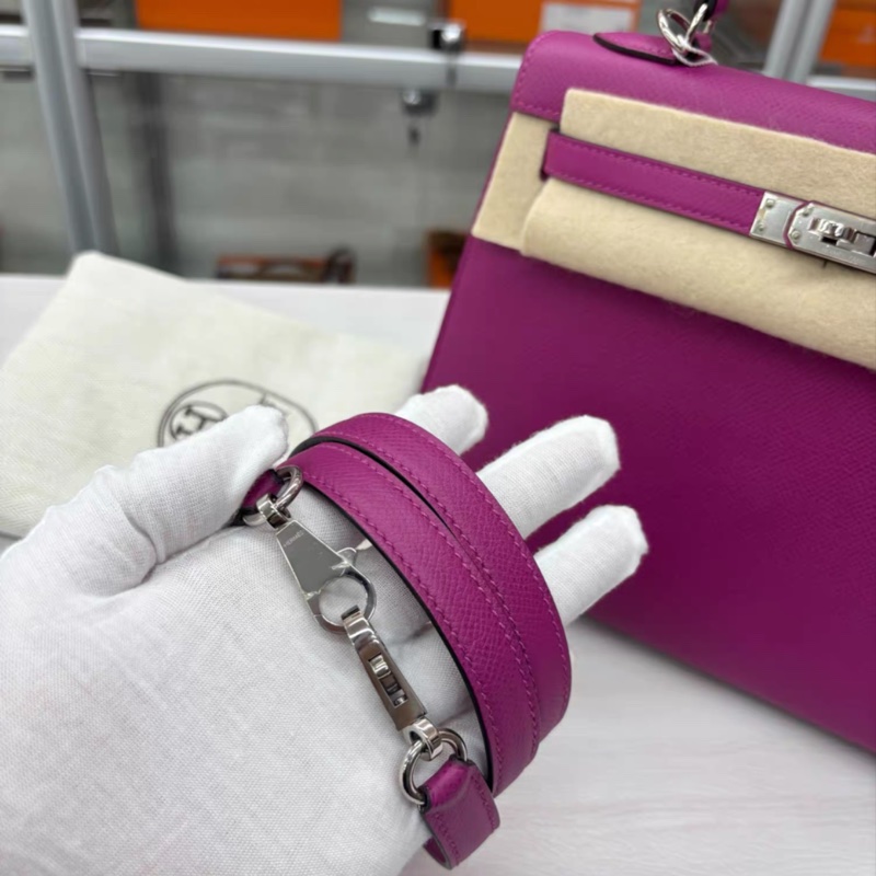 Hermes L3玫瑰紫 外縫Kelly25 原始99新-4