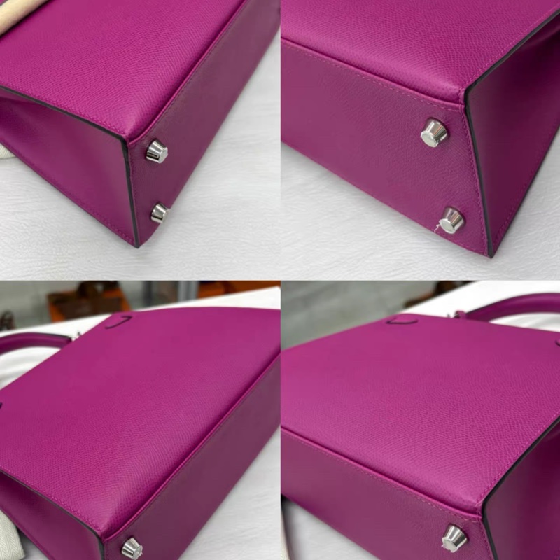 Hermes L3玫瑰紫 外縫Kelly25 原始99新-7