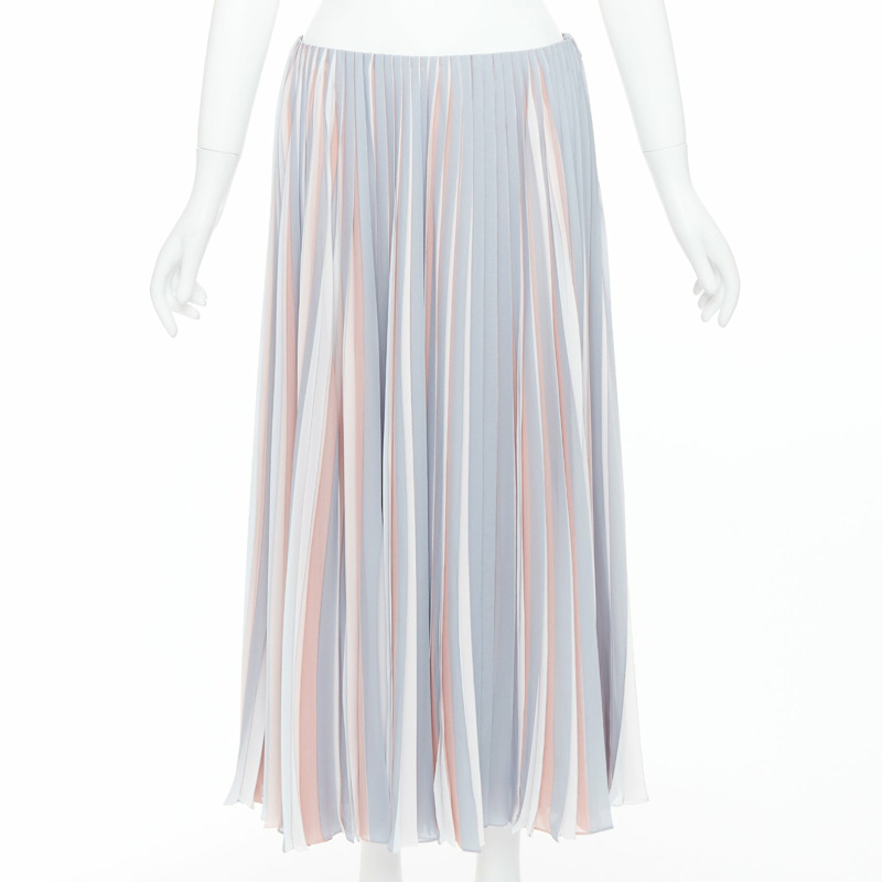 DIOR Fantaisie pink grey tricolor pleated midi skirt FR42 XL-0
