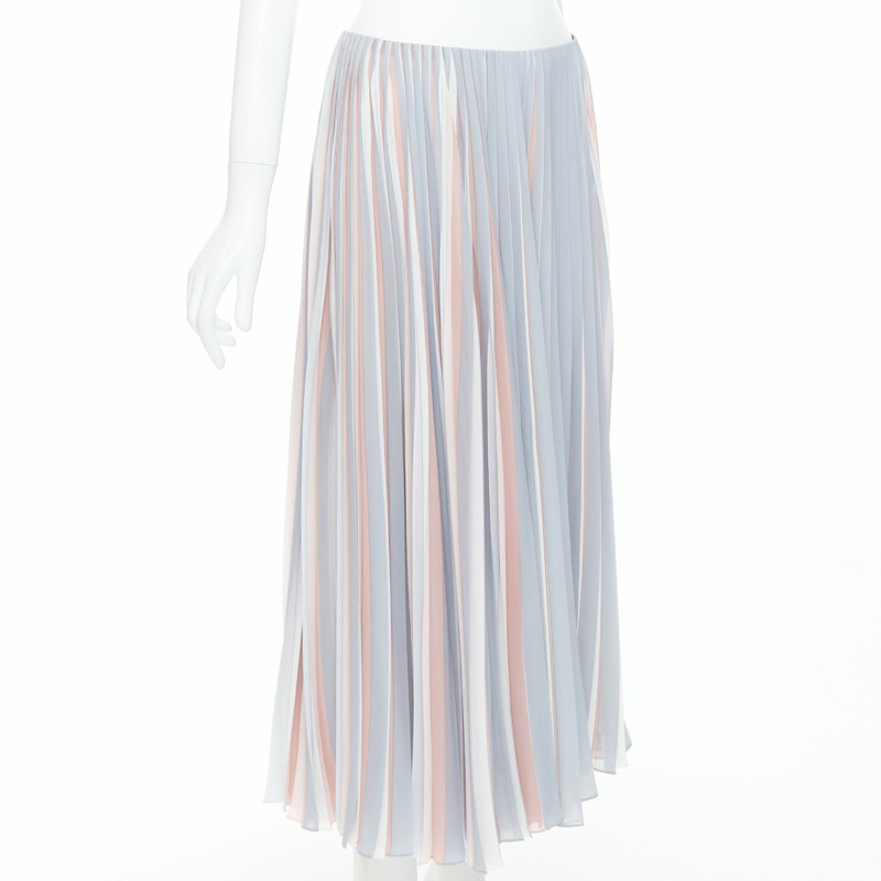 DIOR Fantaisie pink grey tricolor pleated midi skirt FR42 XL-2