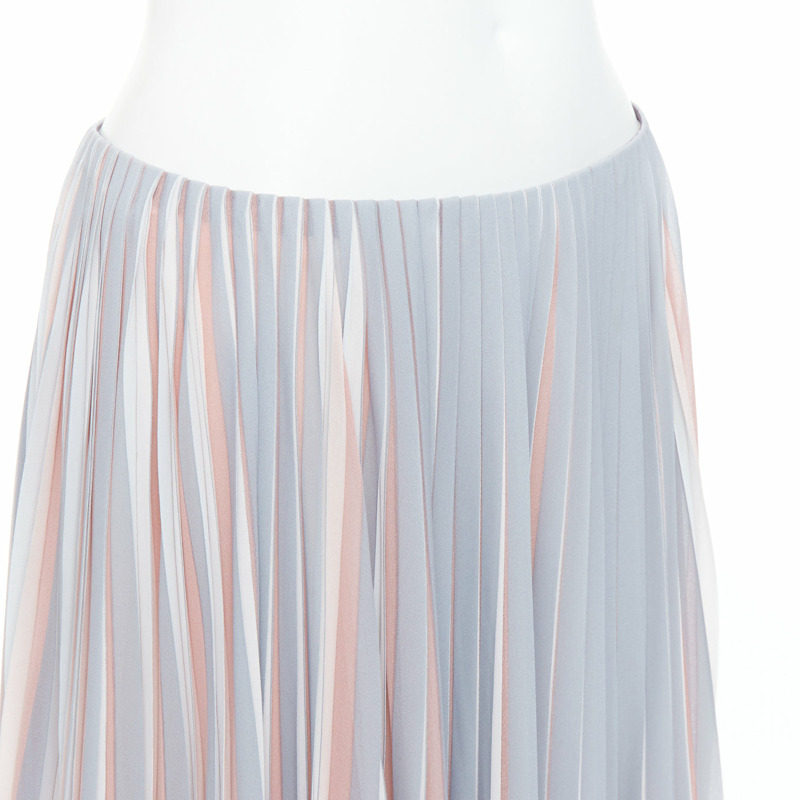 DIOR Fantaisie pink grey tricolor pleated midi skirt FR42 XL-6