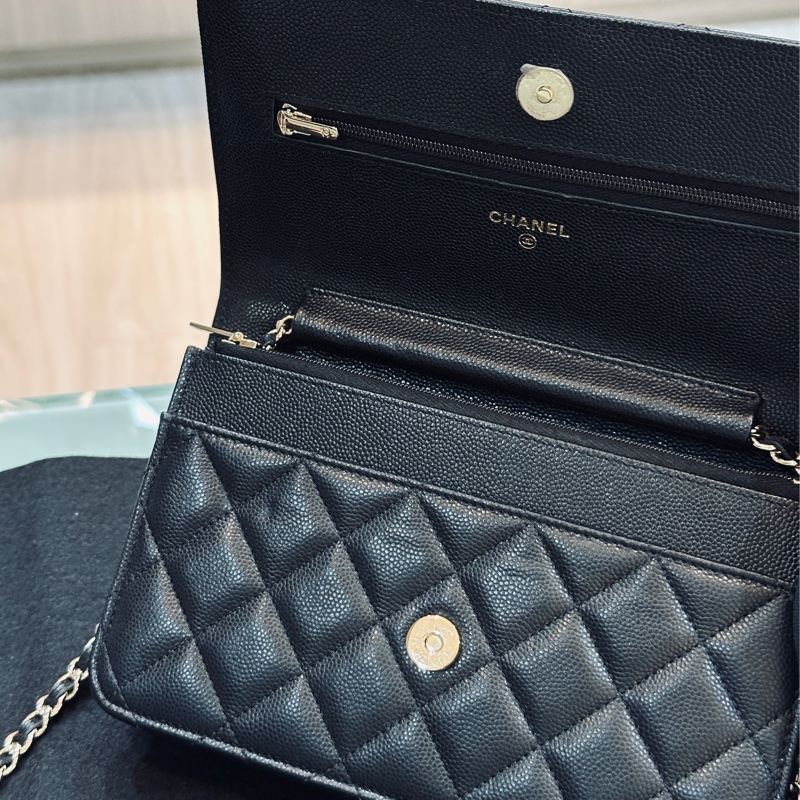 Chanel 24s woc黑金荔枝牛皮鏈袋斜挎包 #近新帶膜 #🉑送禮配件齊全-10