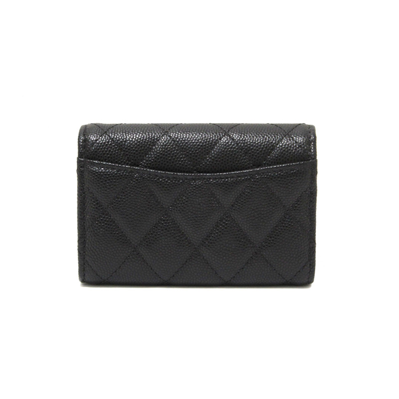 Chanel Black Quilted Caviar Leather Classic 4 Key Holder Wallet-2