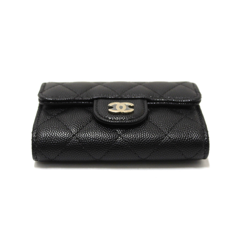 Chanel Black Quilted Caviar Leather Classic 4 Key Holder Wallet-3