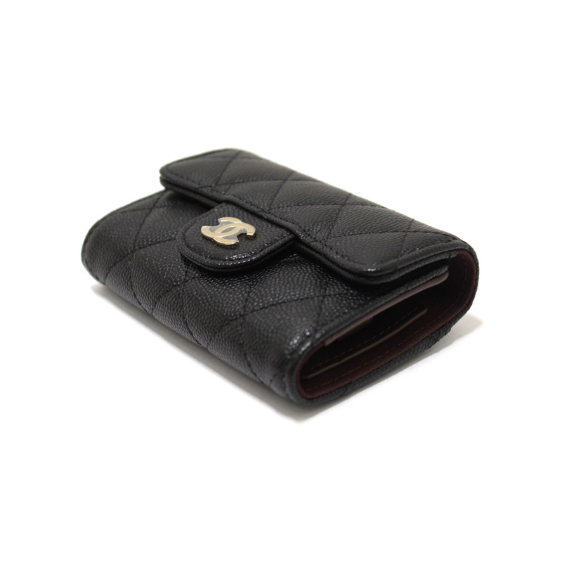 Chanel Black Quilted Caviar Leather Classic 4 Key Holder Wallet-4