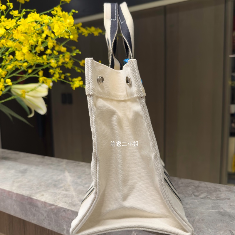 Hermes 二手閒置 米白/黑 帆布包-3