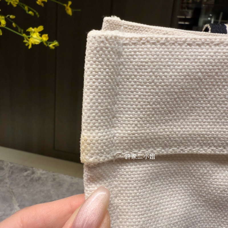 Hermes 二手閒置 米白/黑 帆布包-9