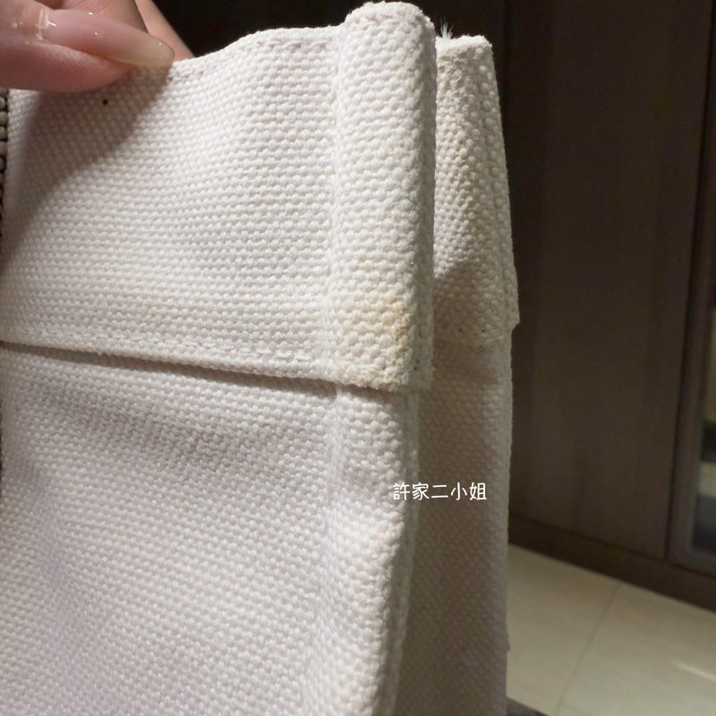 Hermes 二手閒置 米白/黑 帆布包-12