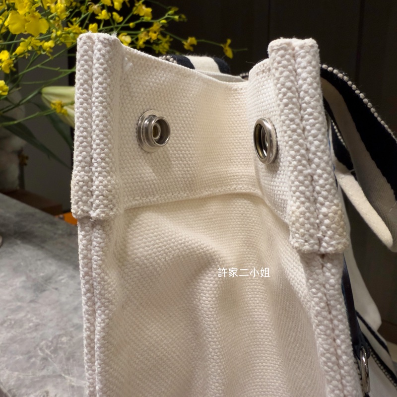 Hermes 二手閒置 米白/黑 帆布包-14