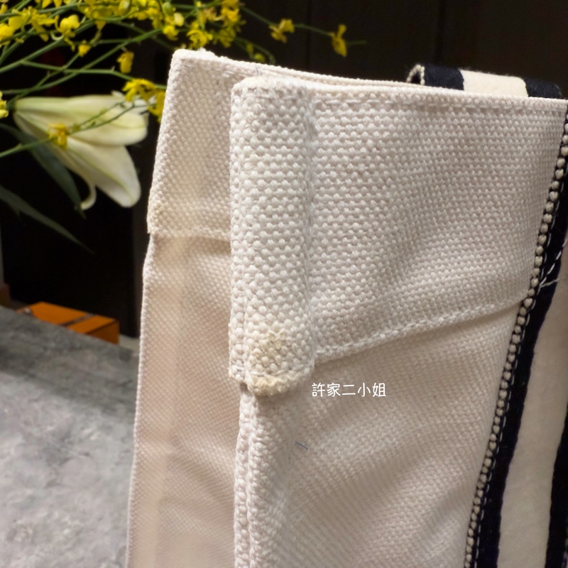 Hermes 二手閒置 米白/黑 帆布包-16