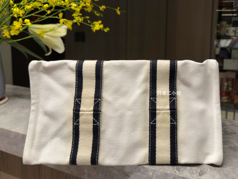 Hermes 二手閒置 米白/黑 帆布包-17