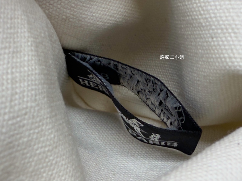 Hermes 二手閒置 米白/黑 帆布包-25