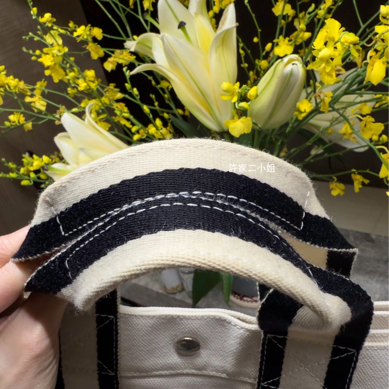 Hermes 二手閒置 米白/黑 帆布包-26