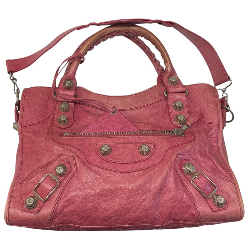 BALENCIAGA 巴黎世家 CITY 機車包 皮革 粉色-0