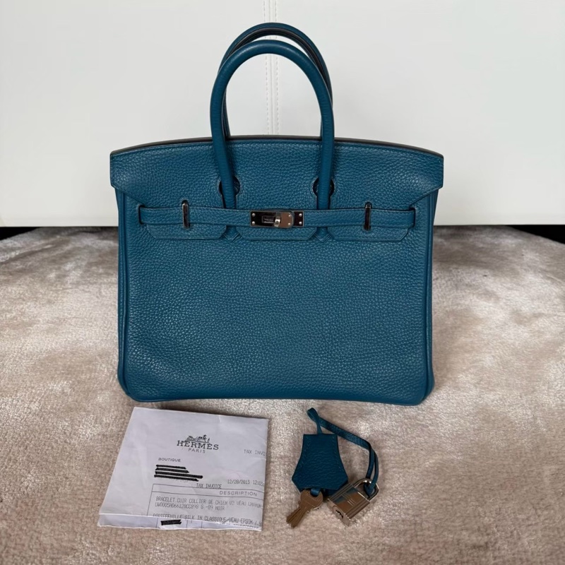 HERMES Birkin 25絕美藍色銀釦-0