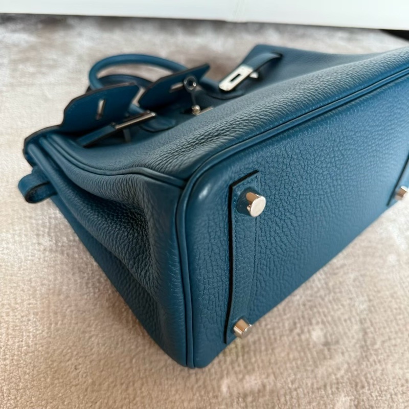 HERMES Birkin 25絕美藍色銀釦-11