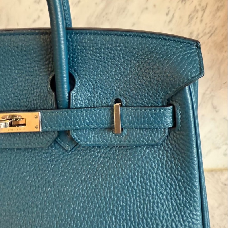 HERMES Birkin 25絕美藍色銀釦-16