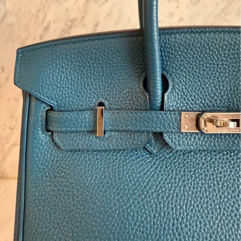HERMES Birkin 25絕美藍色銀釦-17