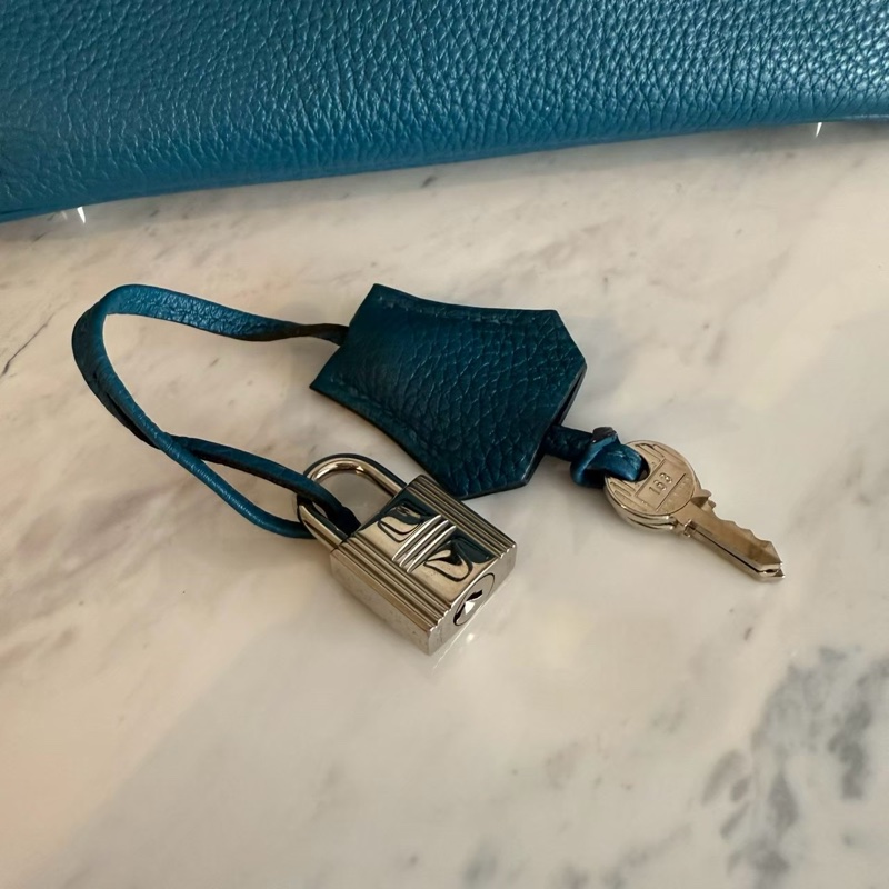 HERMES Birkin 25絕美藍色銀釦-35