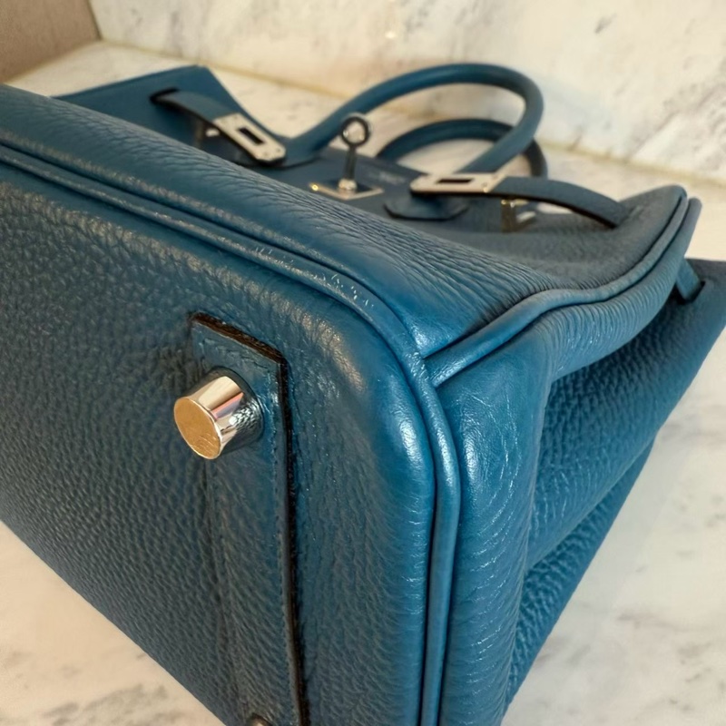 HERMES Birkin 25絕美藍色銀釦-44