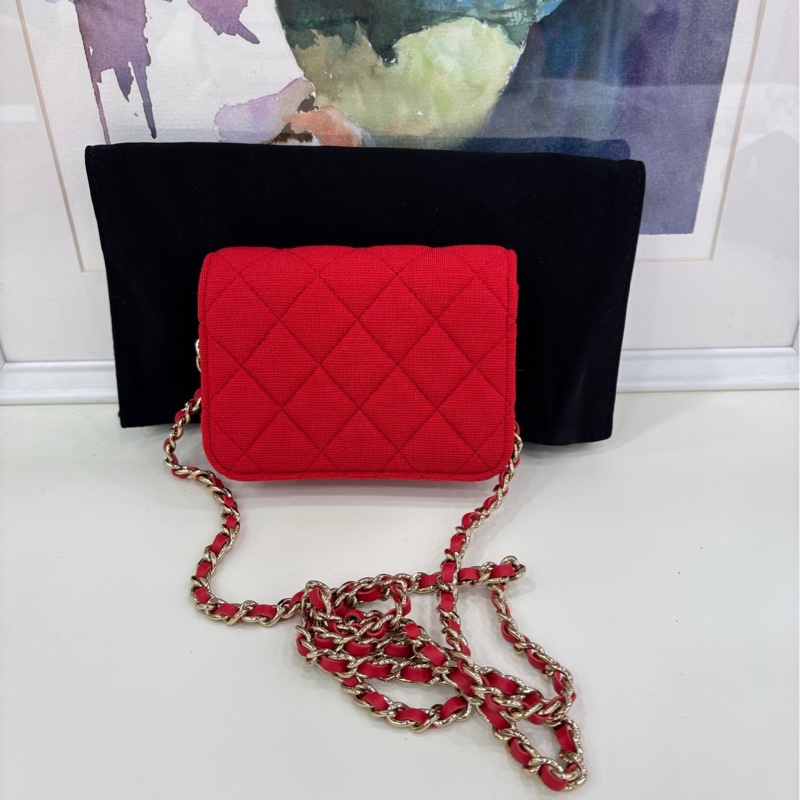 CHANEL香奈兒膜原23C迷你鏈條單肩斜背包，非常亮眼吸睛的顏色，晶片全新 尺寸12×9.5-3