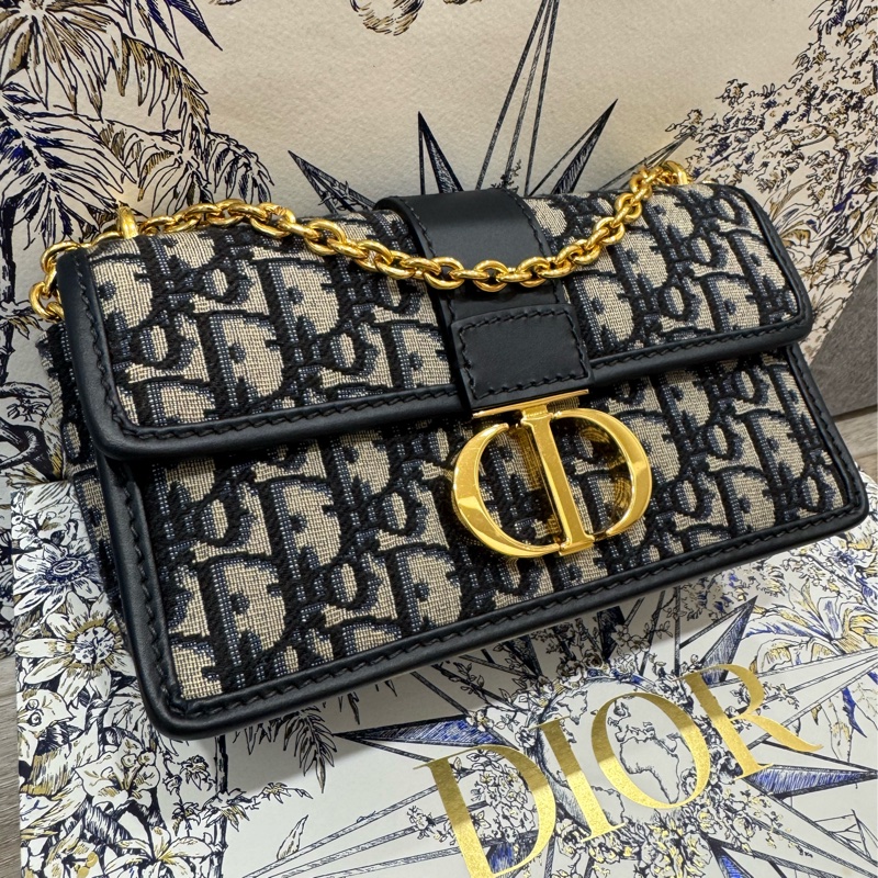 DIOR(迪奧) 30Montaigne 蒙田 EAST-WEST 老花 帆布 金扣 鏈條包-8