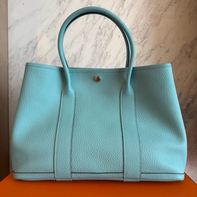 HERMES Garden party 30 藍色花園手提包-0