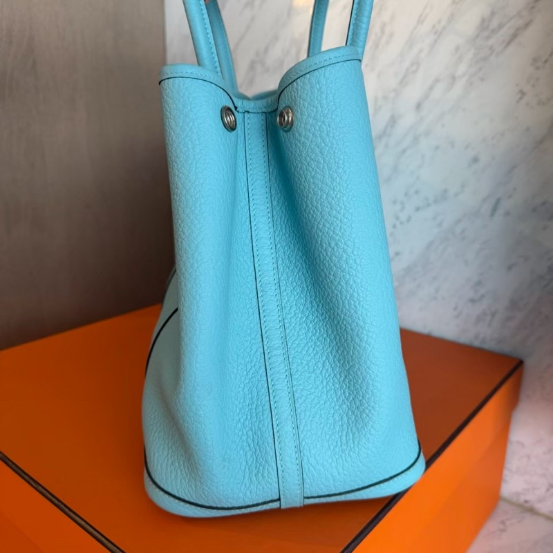 HERMES Garden party 30 藍色花園手提包-7