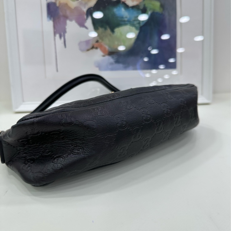 Gucci老花麻將包 腋下包 黑色老花全皮-5