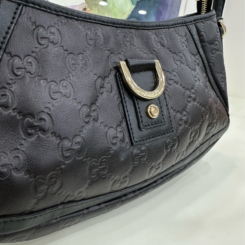 Gucci老花麻將包 腋下包 黑色老花全皮-6