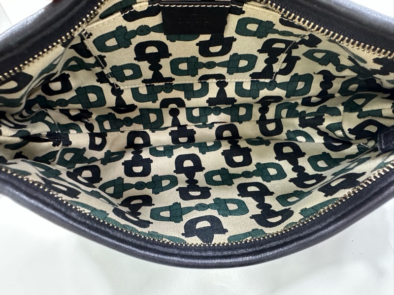 Gucci老花麻將包 腋下包 黑色老花全皮-8