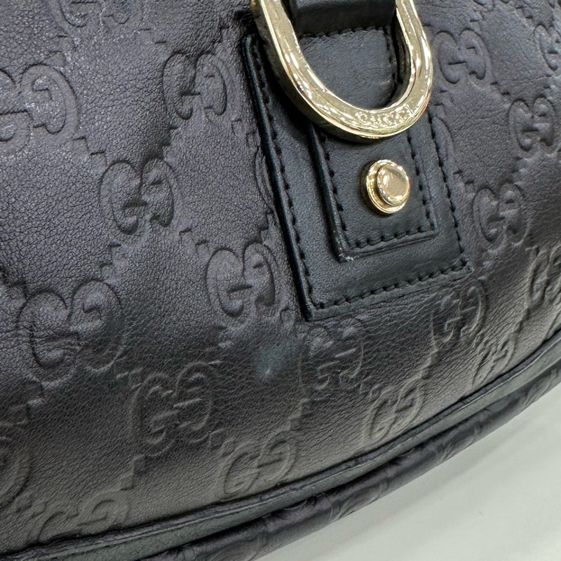 Gucci老花麻將包 腋下包 黑色老花全皮-10