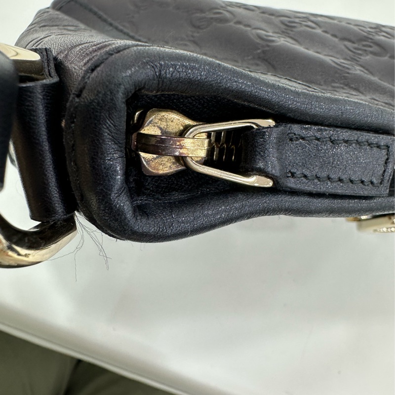 Gucci老花麻將包 腋下包 黑色老花全皮-11