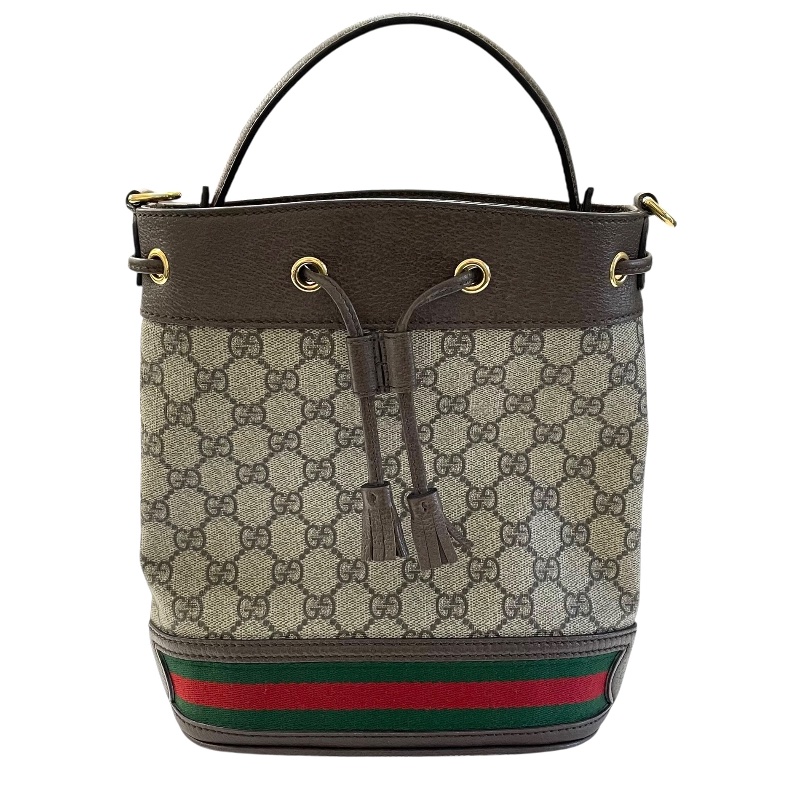 GUCCI 古馳 550621 OPHIDIA 水桶包 2way PVC帆布 皮革 棕色 GG老花-1