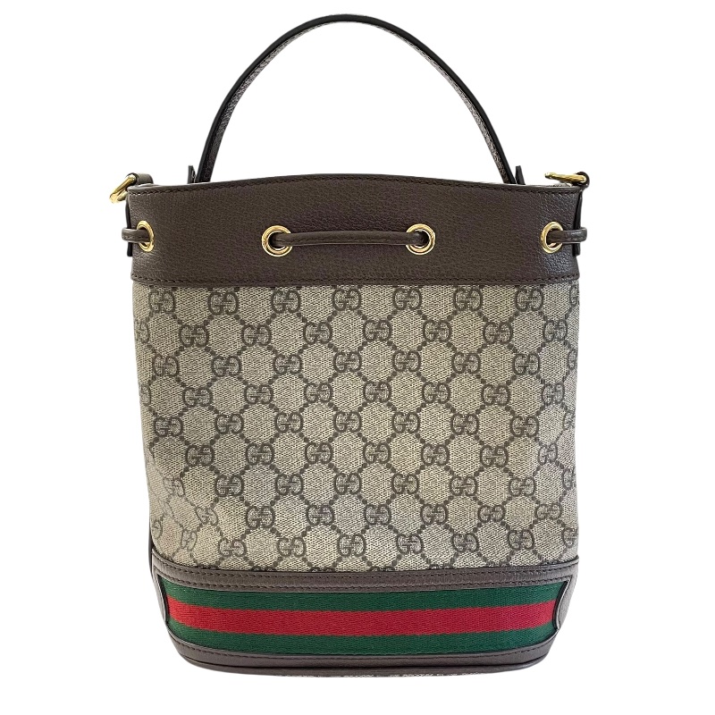 GUCCI 古馳 550621 OPHIDIA 水桶包 2way PVC帆布 皮革 棕色 GG老花-2