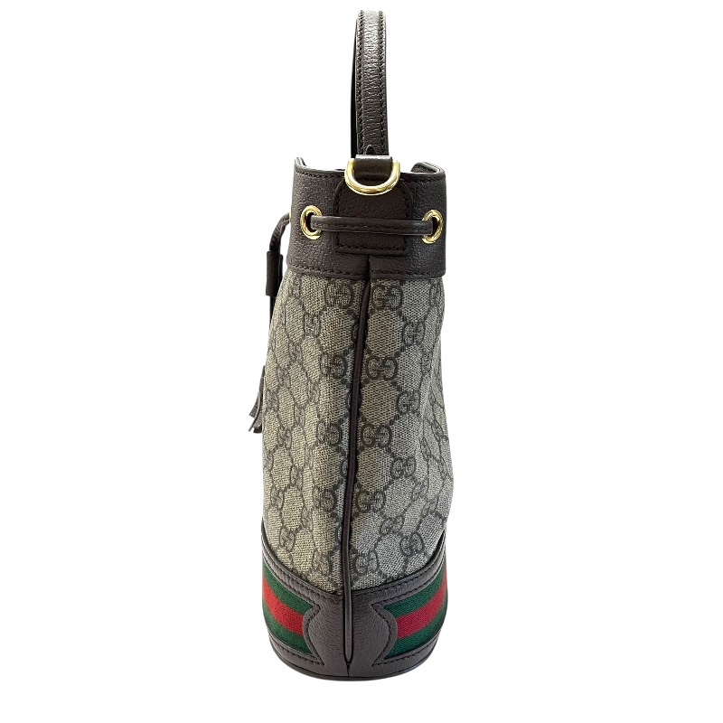 GUCCI 古馳 550621 OPHIDIA 水桶包 2way PVC帆布 皮革 棕色 GG老花-4