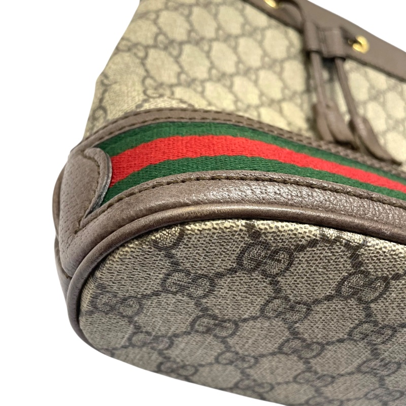 GUCCI 古馳 550621 OPHIDIA 水桶包 2way PVC帆布 皮革 棕色 GG老花-6