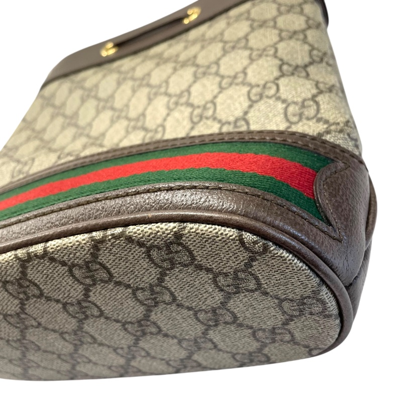 GUCCI 古馳 550621 OPHIDIA 水桶包 2way PVC帆布 皮革 棕色 GG老花-7