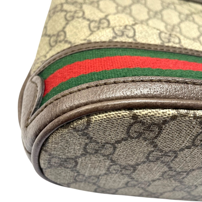 GUCCI 古馳 550621 OPHIDIA 水桶包 2way PVC帆布 皮革 棕色 GG老花-8