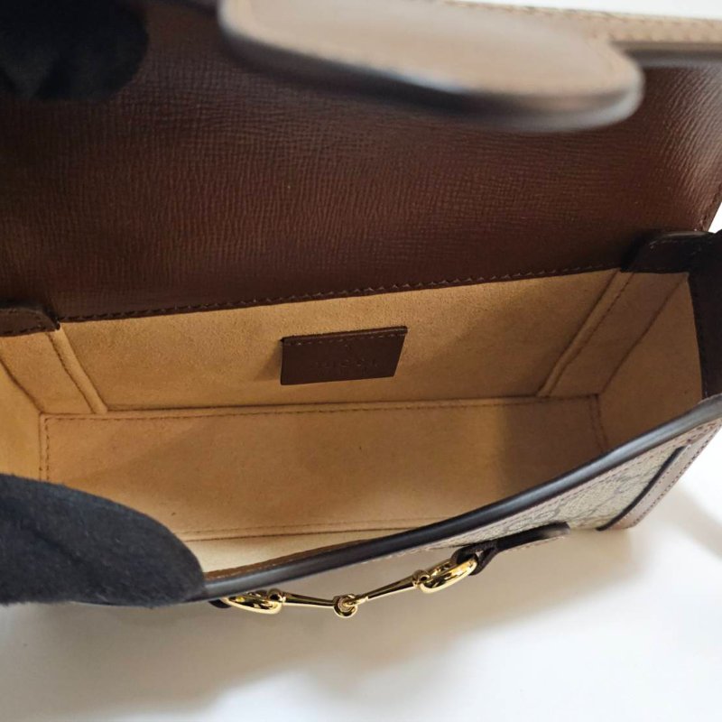 Gucci咖PVC1955金釦下蓋磁吸馬銜釦肩斜背橫式手機包-6